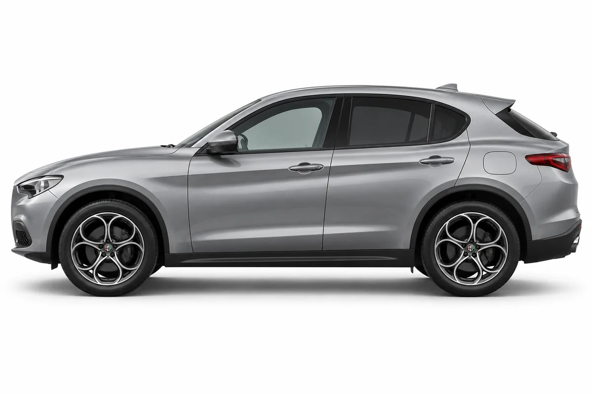Illustrative side view of Alfa Romeo Stelvio; model year and body style may differ