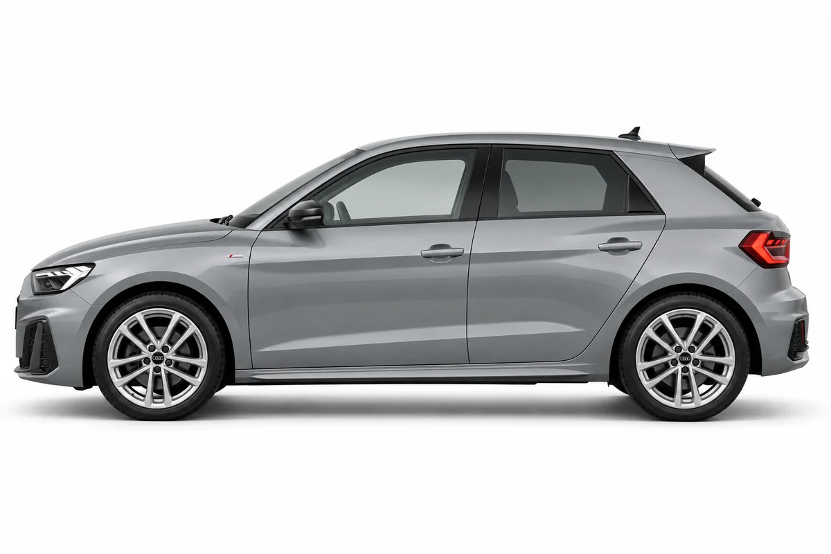 Illustrative side view of Audi A1; model year and body style may differ