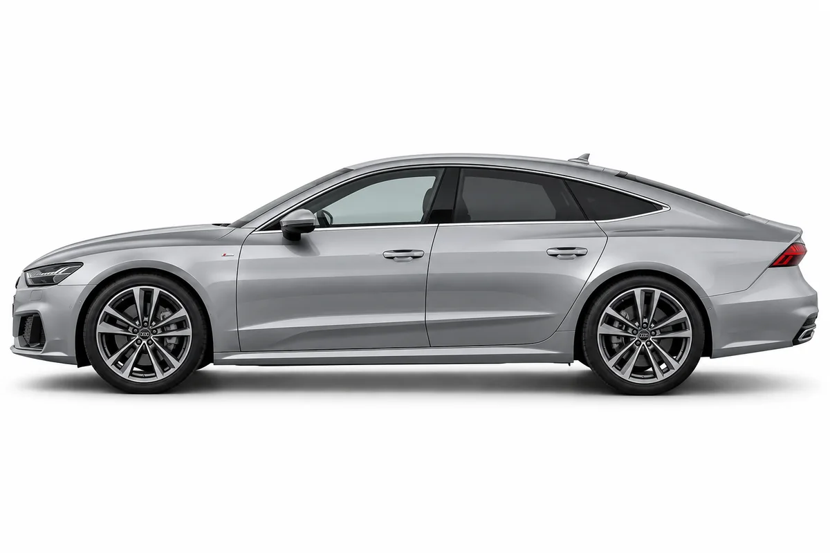 Illustrative side view of Audi A7; model year and body style may differ