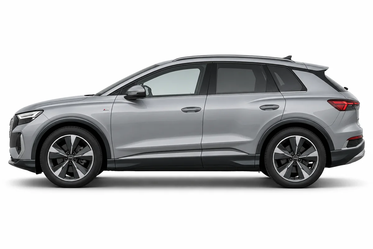 Illustrative side view of Audi Q4 e-tron; model year and body style may differ