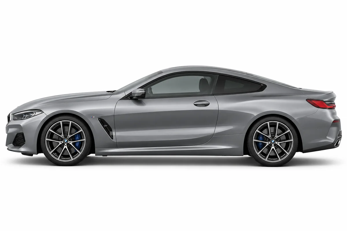 Illustrative side view of BMW 8 Series; model year and body style may differ