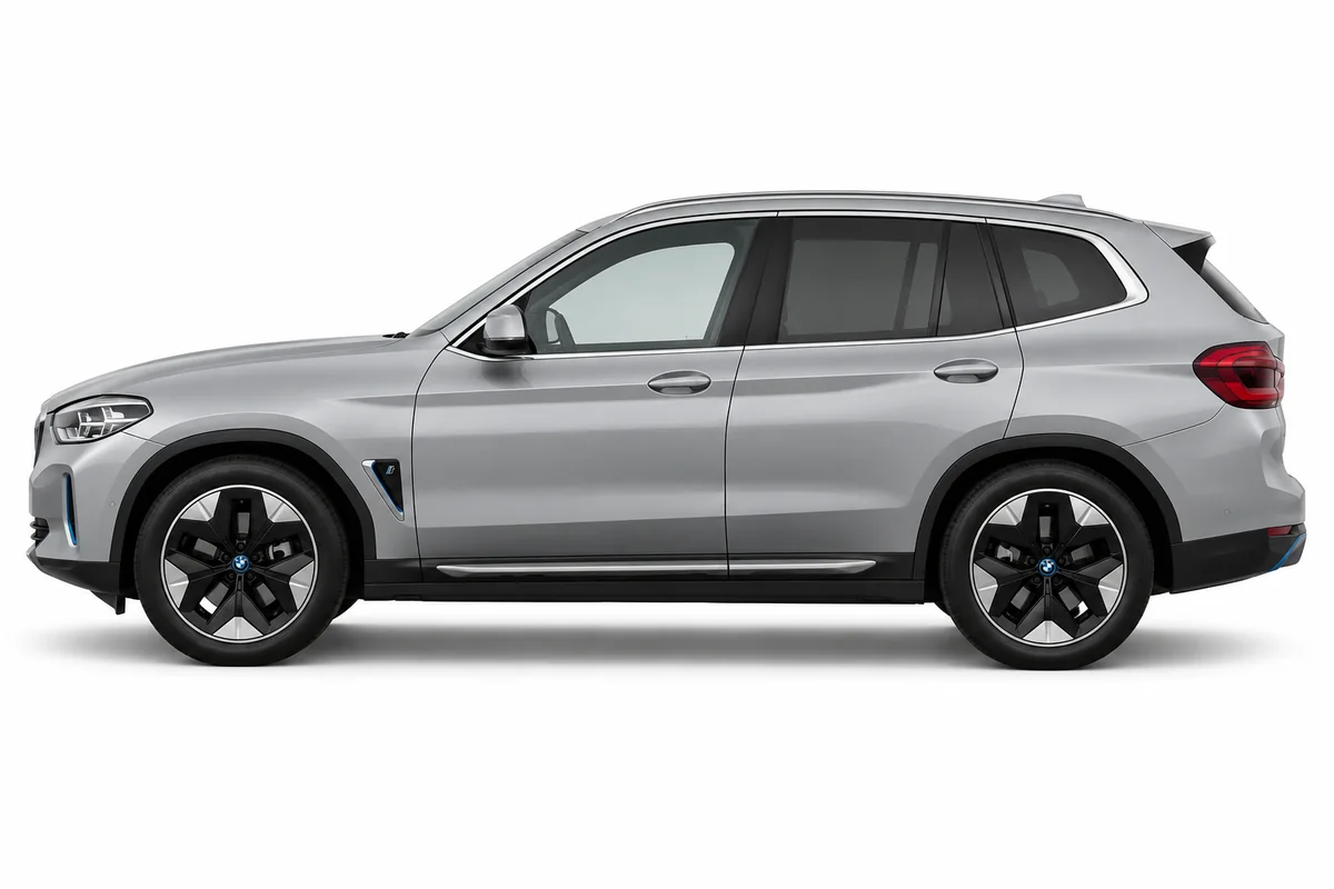 Illustrative side view of BMW iX3; model year and body style may differ