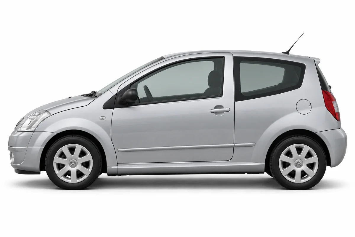 Illustrative side view of Citroën C2; model year and body style may differ