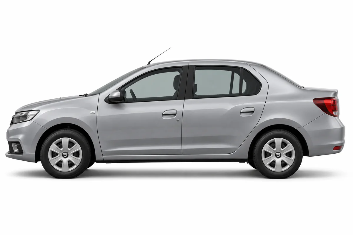 Illustrative side view of Dacia Logan; model year and body style may differ