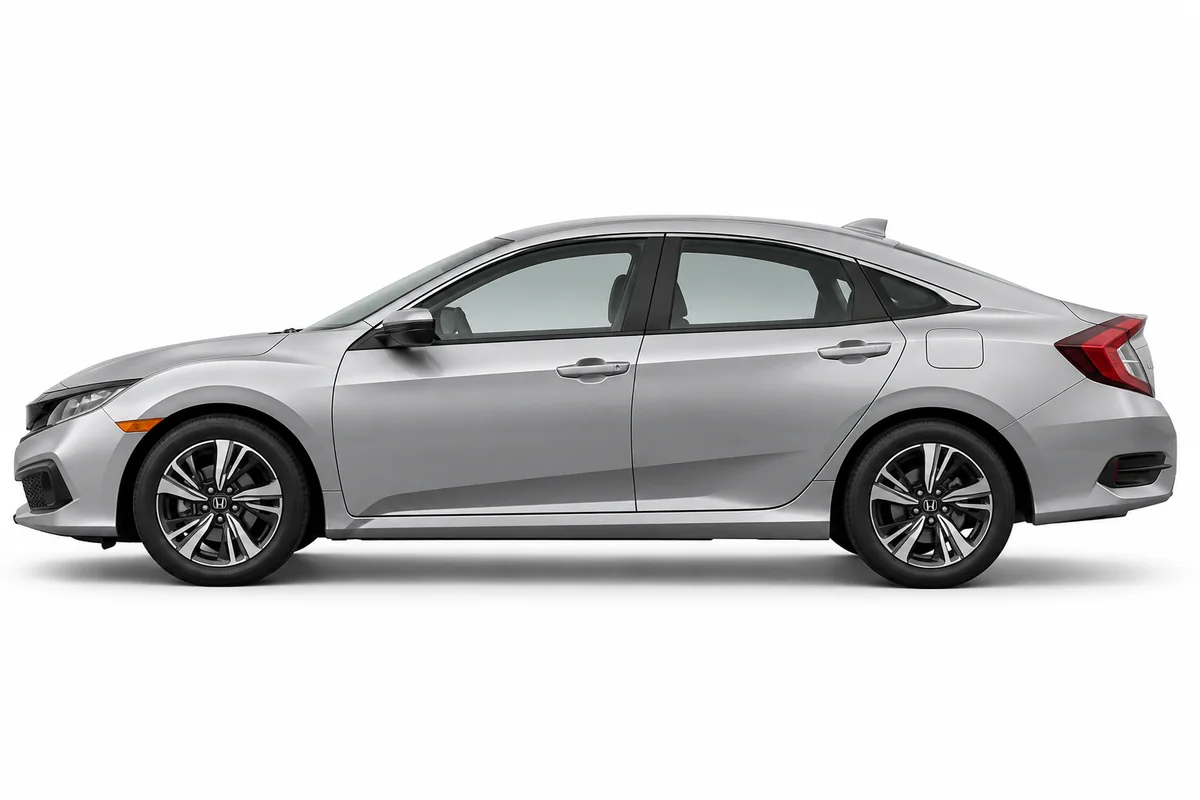 Illustrative side view of Honda Civic; model year and body style may differ