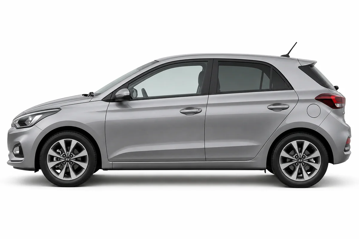 Illustrative side view of Hyundai I20; model year and body style may differ