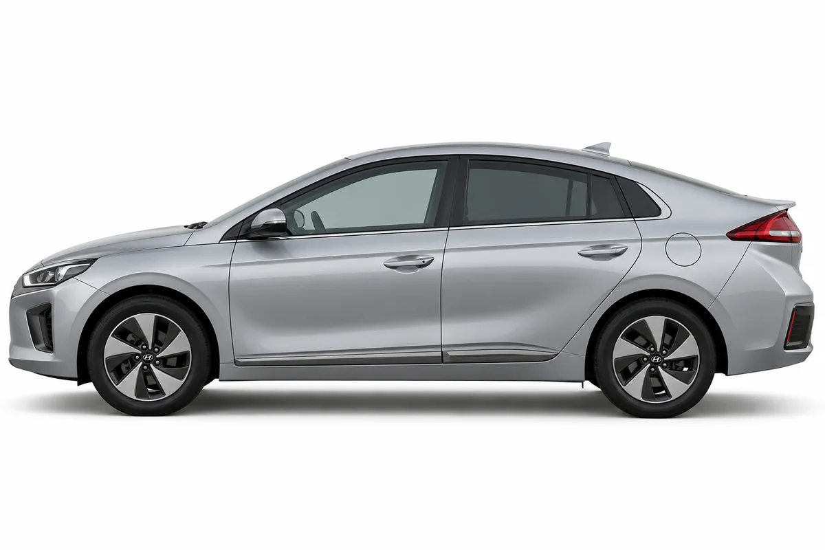 Illustrative side view of Hyundai Ioniq; model year and body style may differ