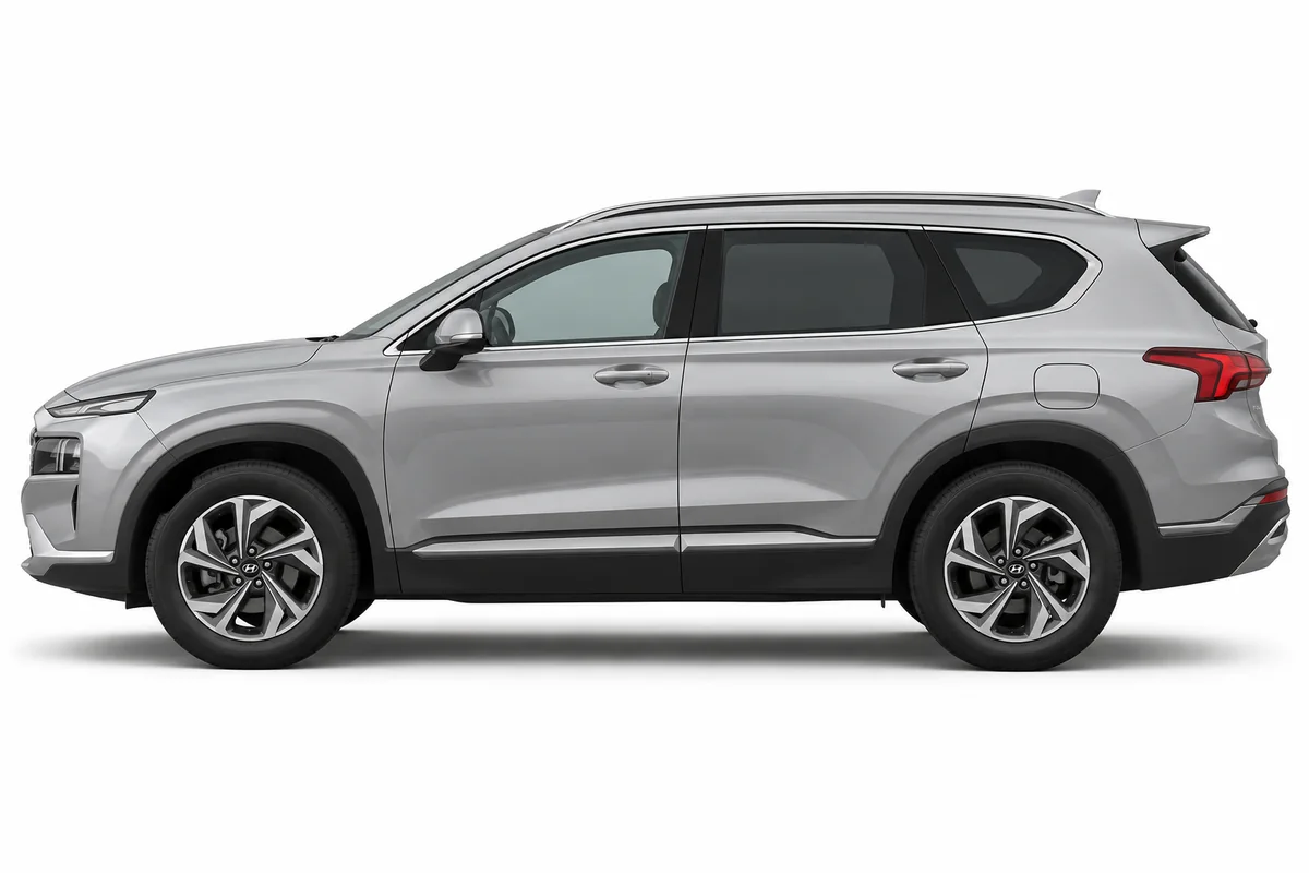 Illustrative side view of Hyundai Santafe; model year and body style may differ