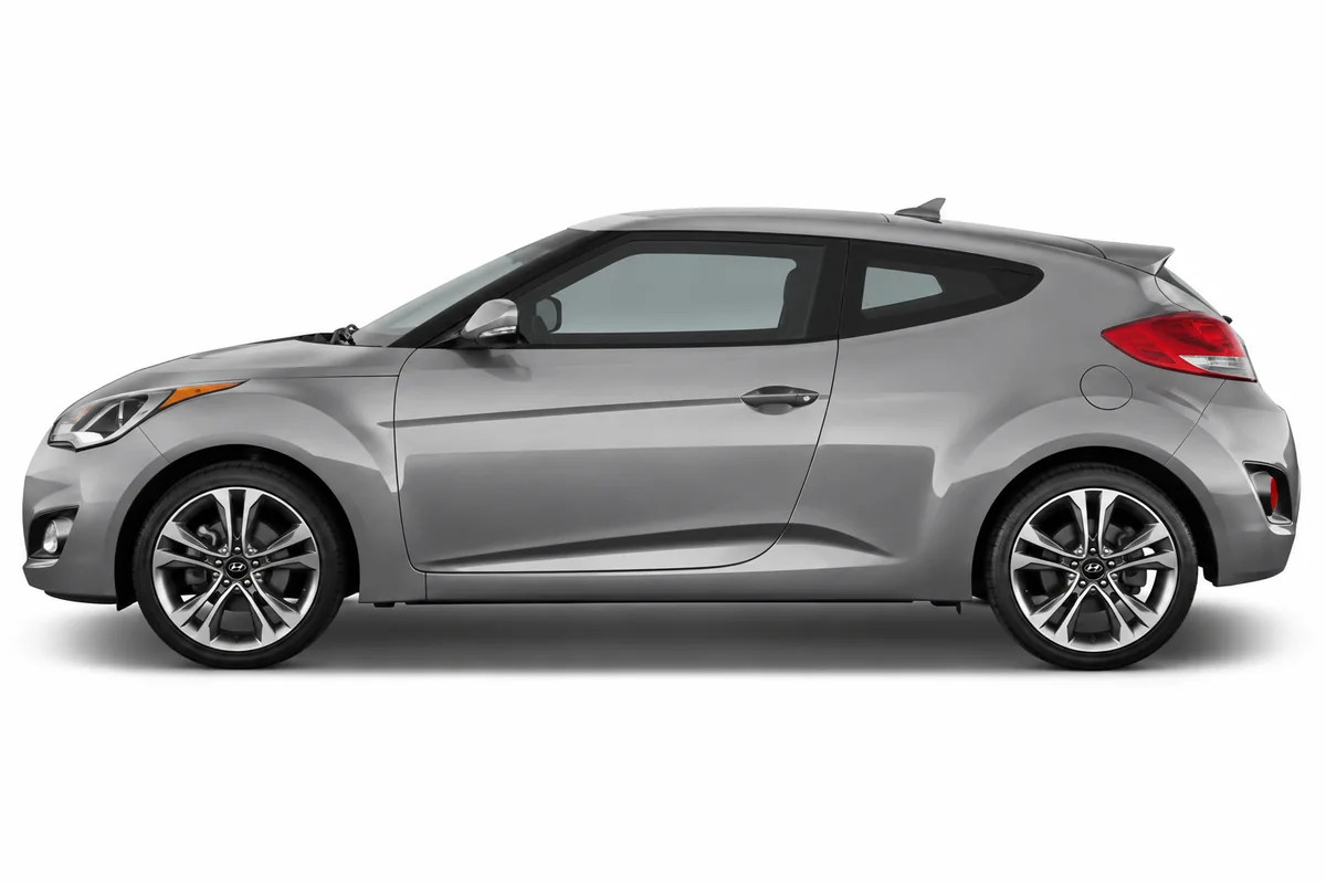 Illustrative side view of Hyundai Veloster; model year and body style may differ