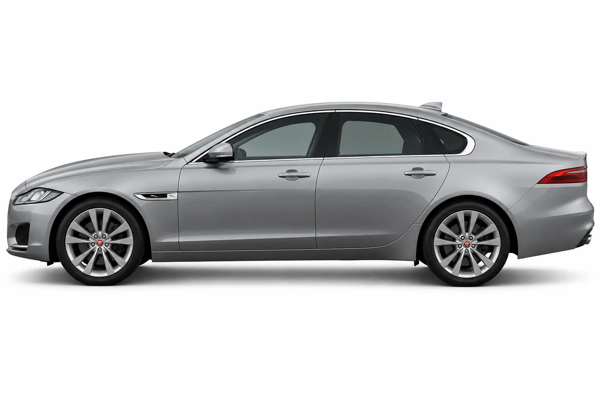 Illustrative side view of Jaguar XF; model year and body style may differ