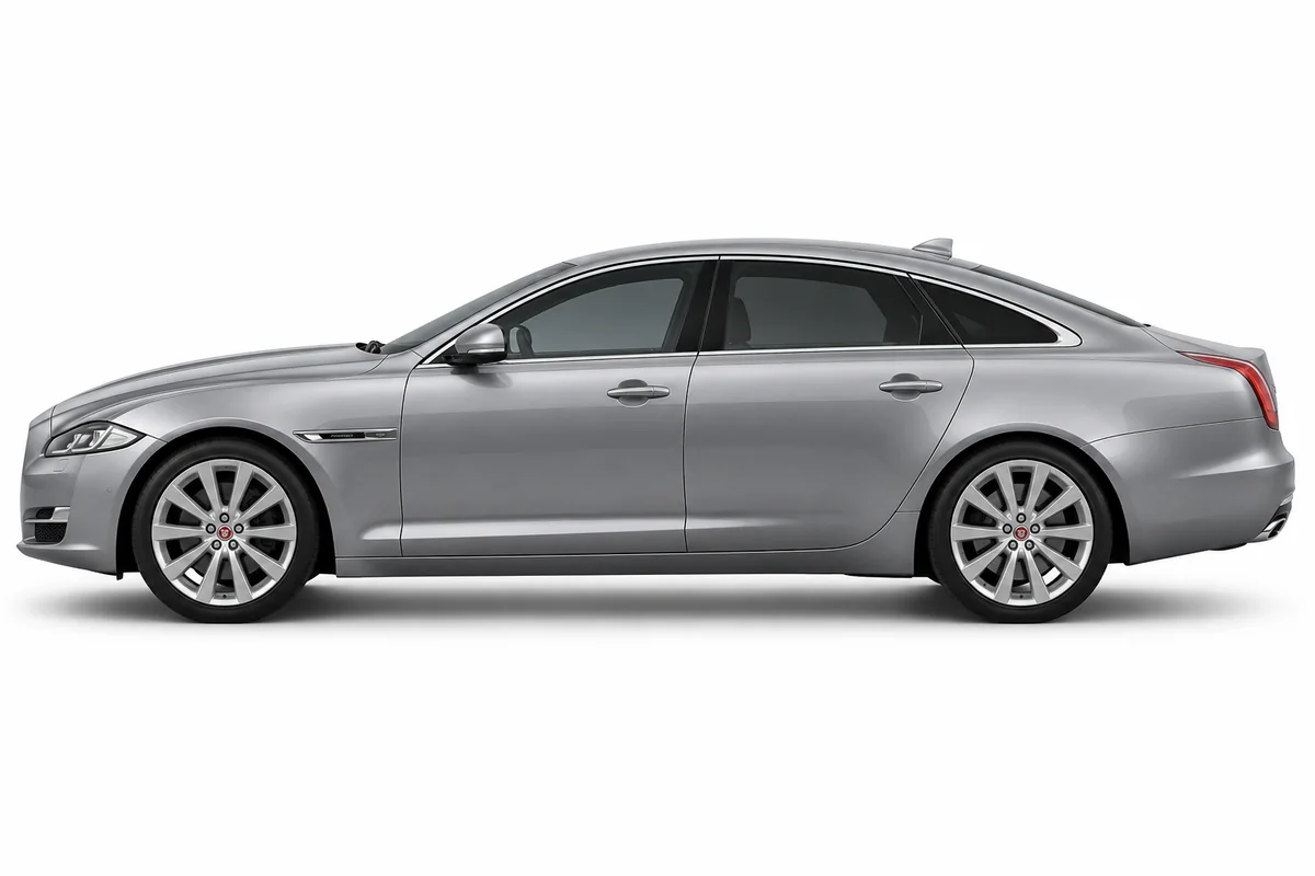Illustrative side view of Jaguar XJ; model year and body style may differ