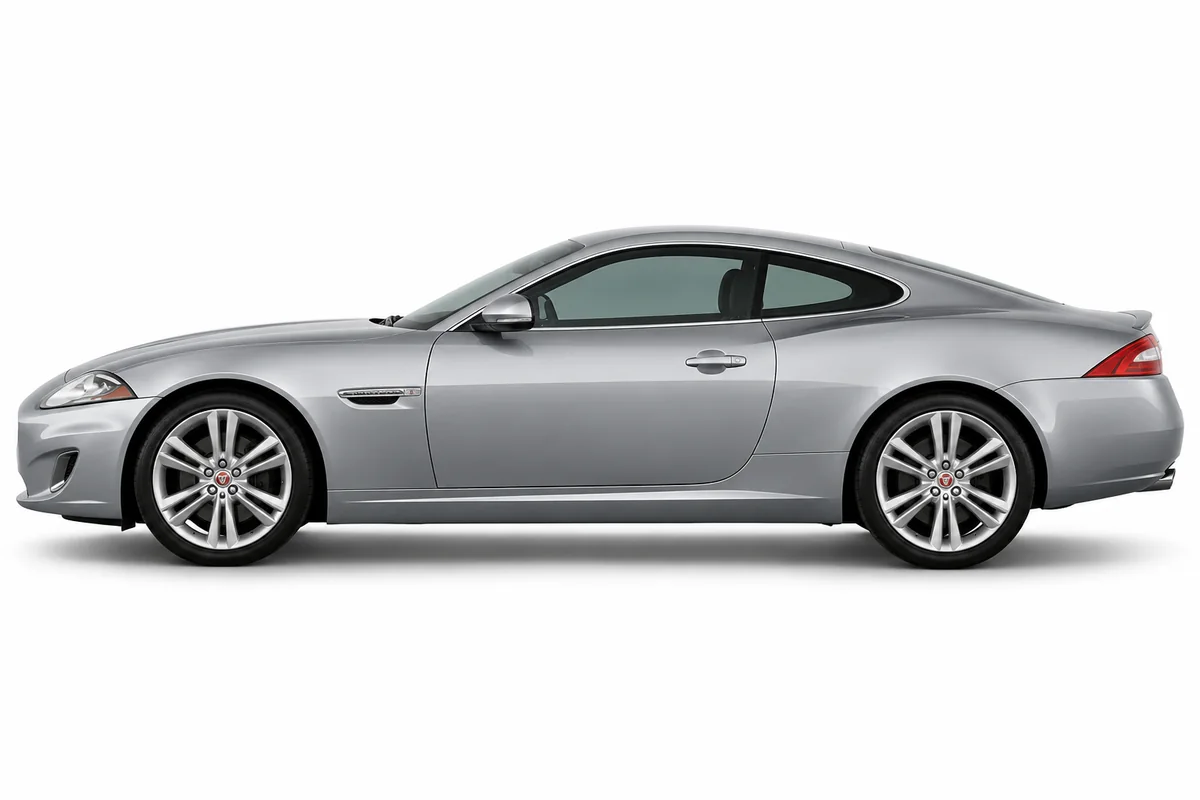 Illustrative side view of Jaguar Xk; model year and body style may differ