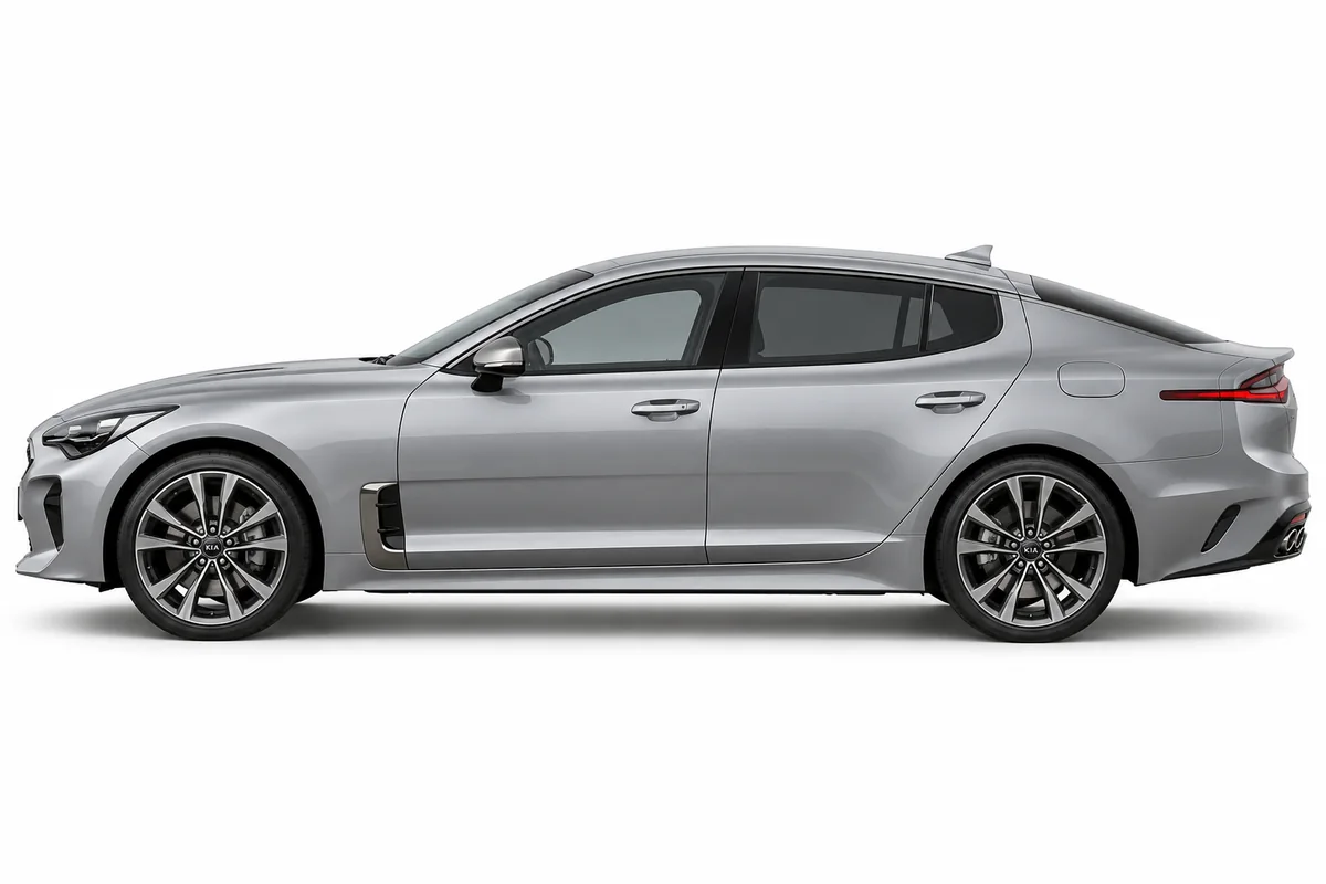 Illustrative side view of Kia STINGER; model year and body style may differ
