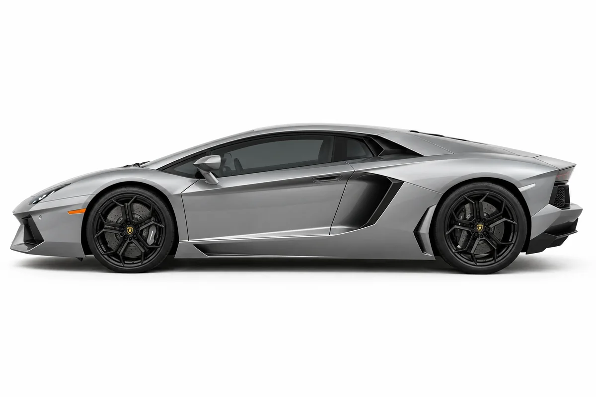 Illustrative side view of Lamborghini Aventador; model year and body style may differ