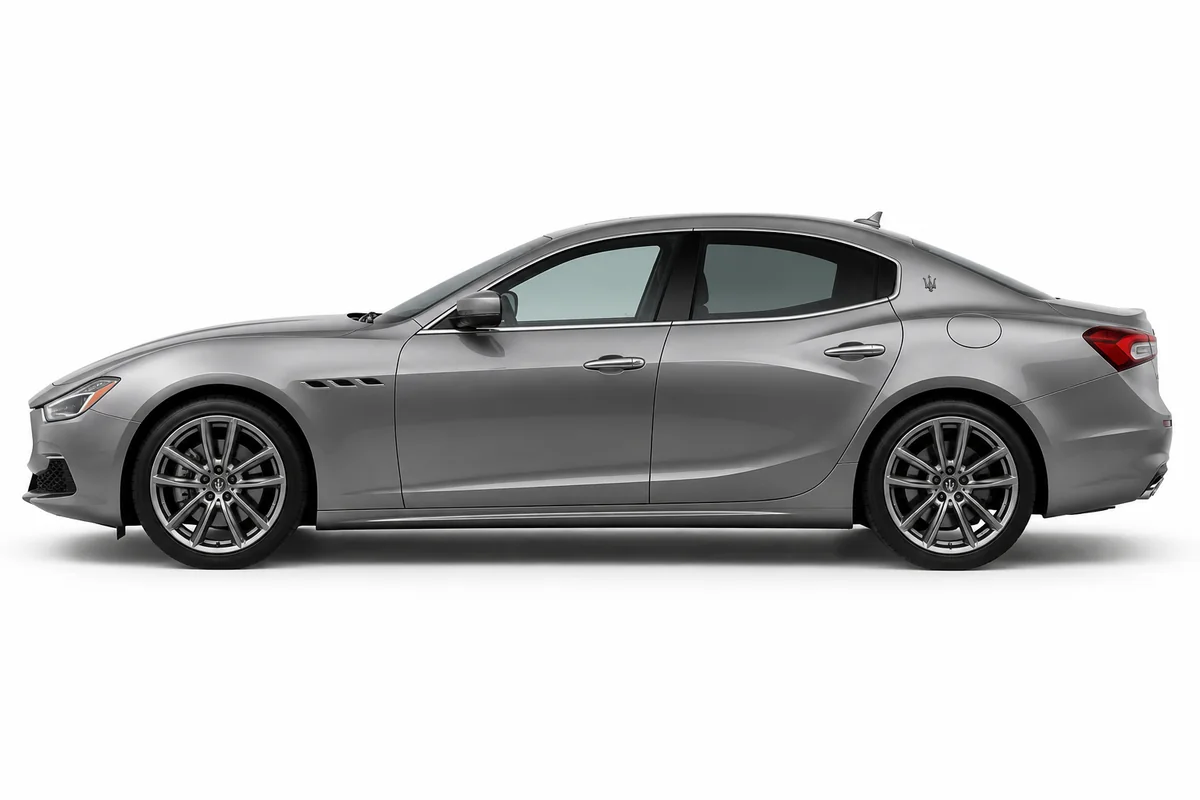 Illustrative side view of Maserati Ghibli; model year and body style may differ