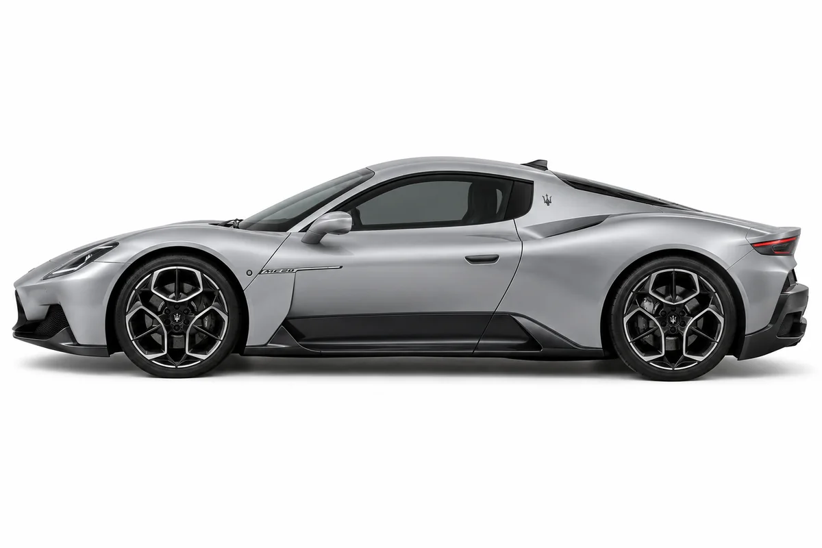 Illustrative side view of Maserati Mc20; model year and body style may differ