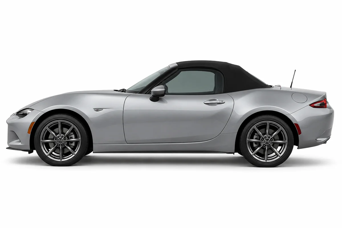Illustrative side view of Mazda Mx-5; model year and body style may differ