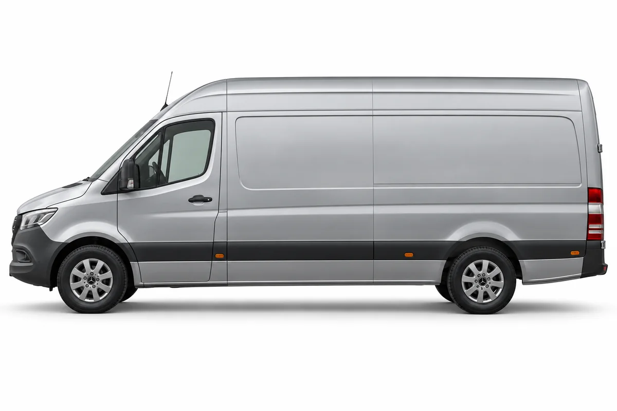 Illustrative side view of Mercedes-Benz Sprinter; model year and body style may differ
