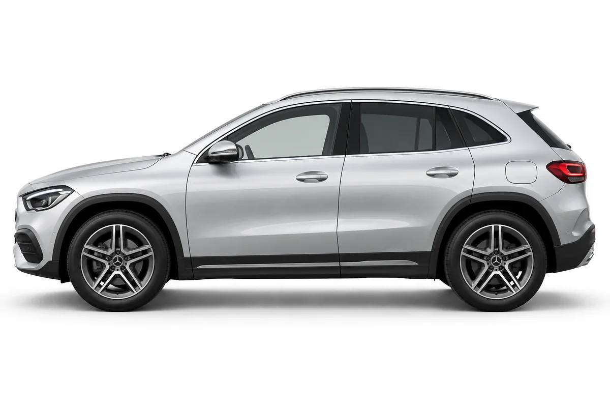 Illustrative side view of Mercedes-Benz GLA; model year and body style may differ