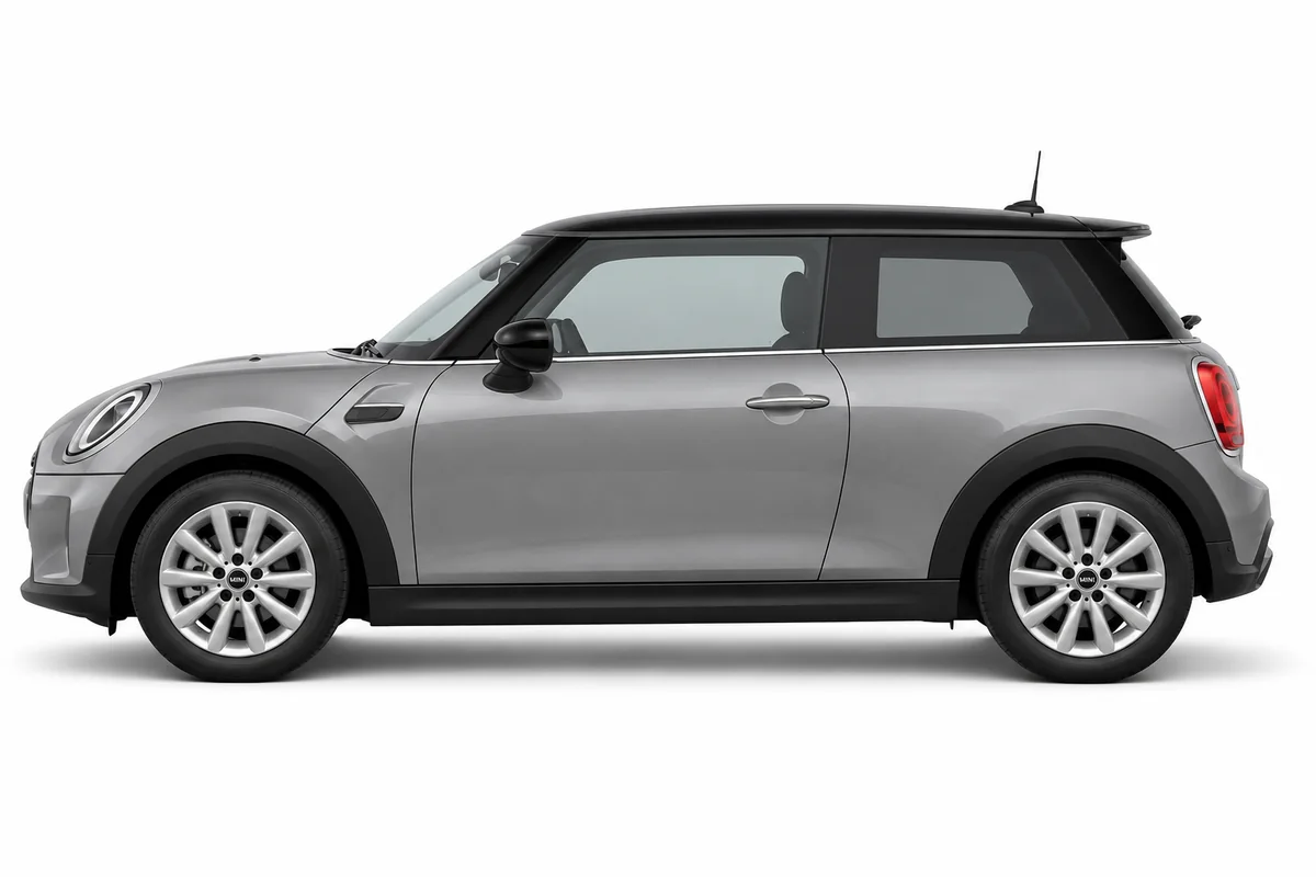 Illustrative side view of MINI Hatch; model year and body style may differ