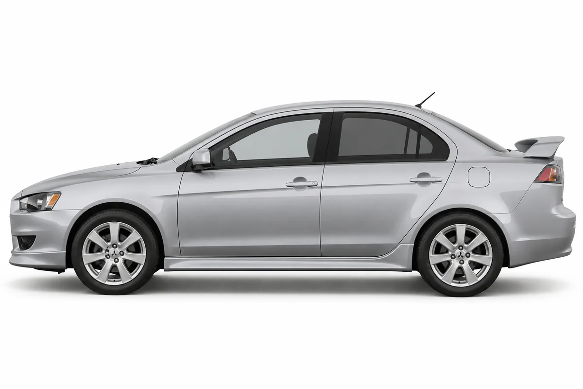 Illustrative side view of Mitsubishi Lancer; model year and body style may differ