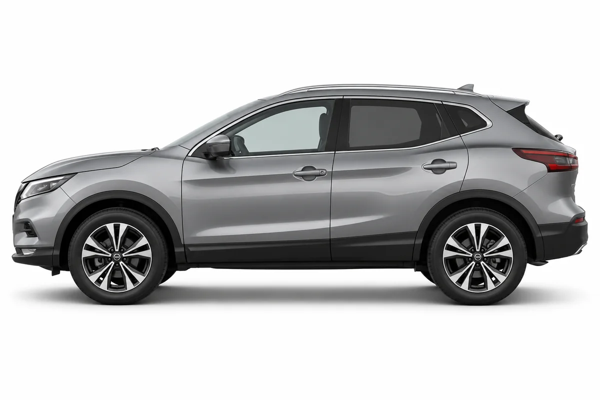 Illustrative side view of Nissan Qashqai; model year and body style may differ