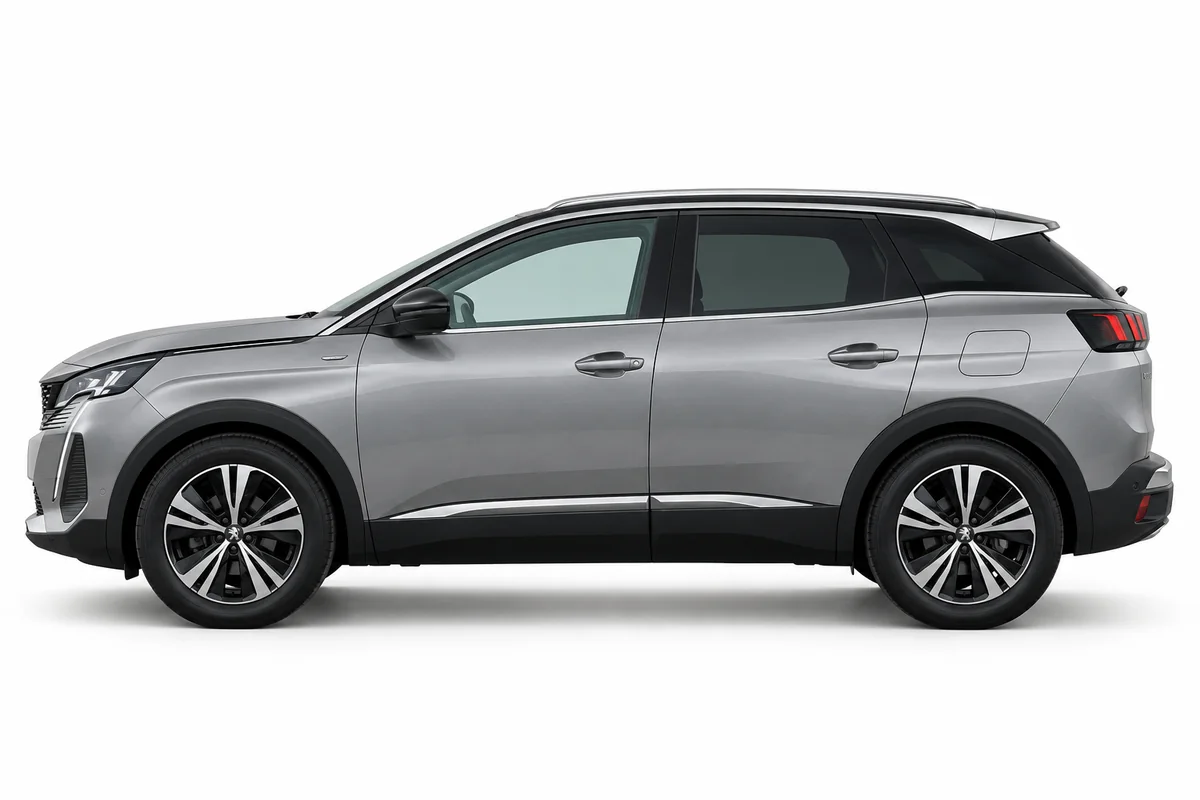 Illustrative side view of Peugeot 3008; model year and body style may differ