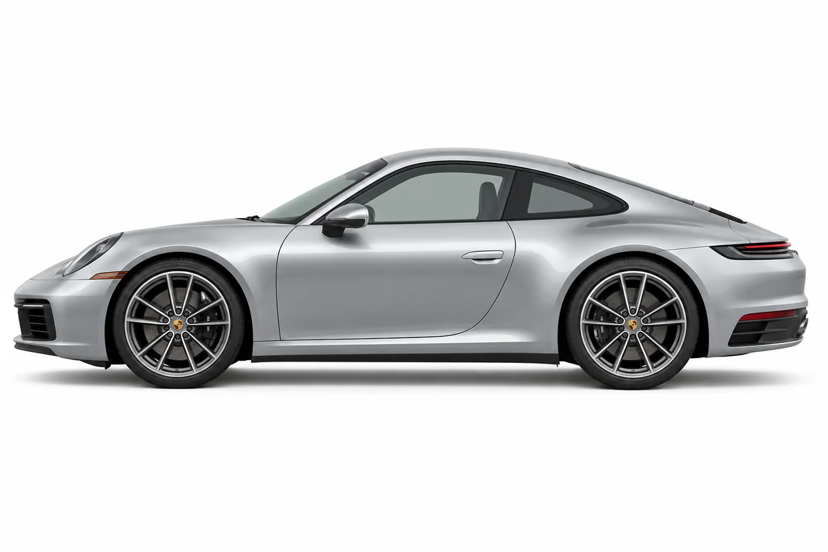 Illustrative side view of Porsche 911; model year and body style may differ