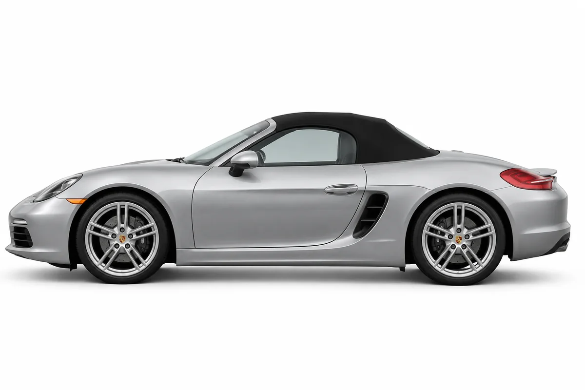 Illustrative side view of Porsche Boxster; model year and body style may differ