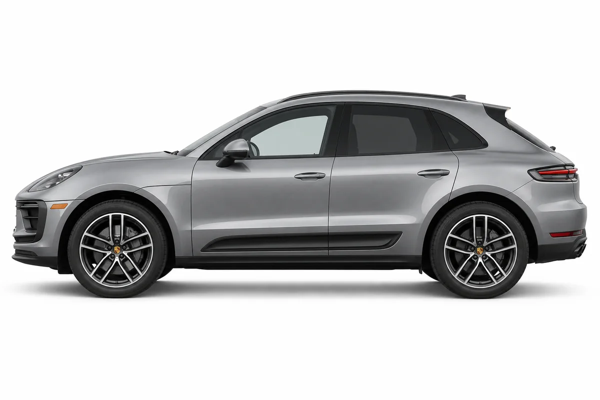 Illustrative side view of Porsche Macan; model year and body style may differ