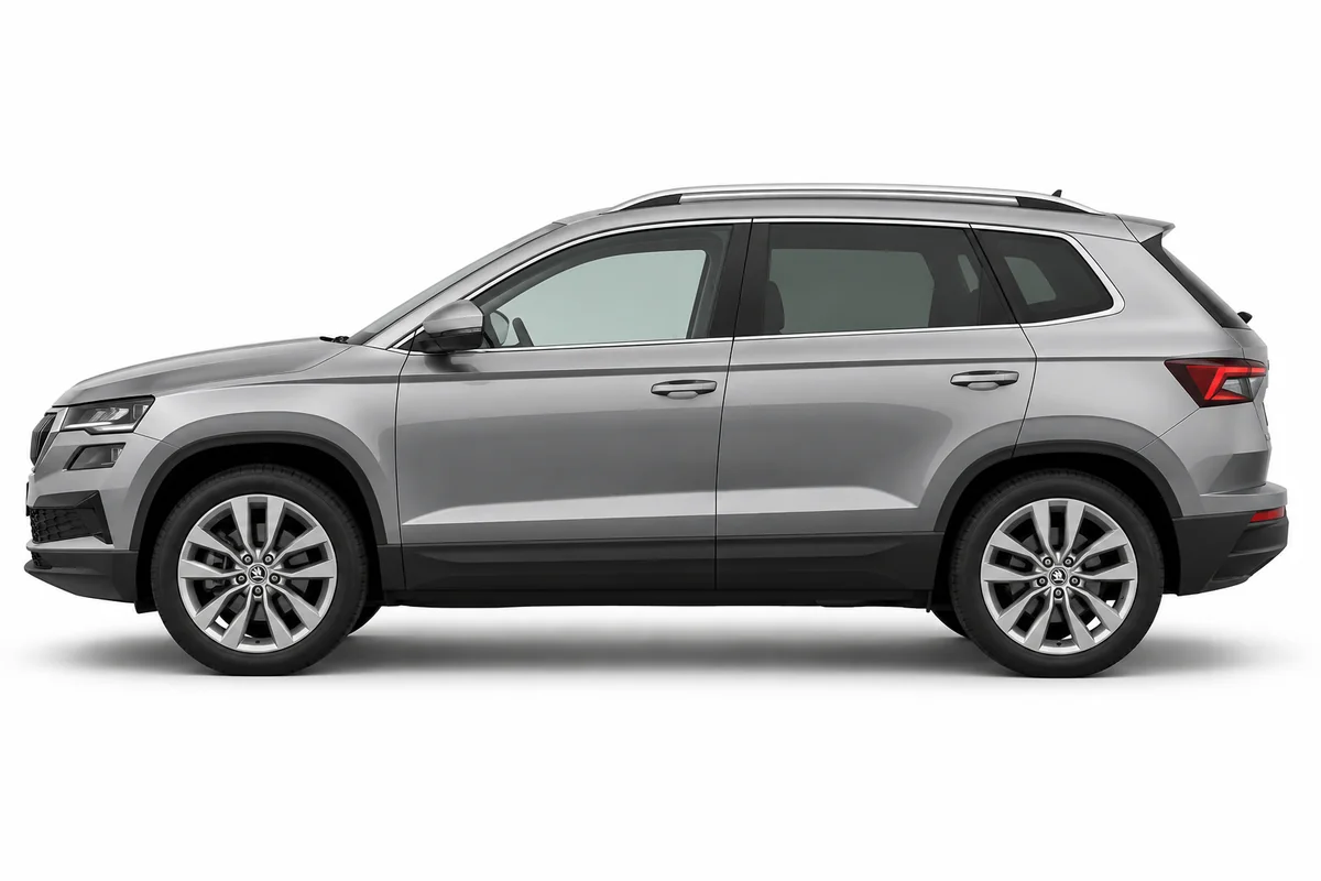 Illustrative side view of Škoda Karoq; model year and body style may differ