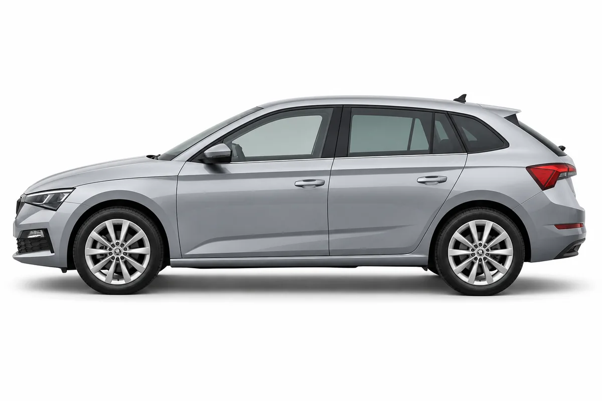 Illustrative side view of Škoda Scala; model year and body style may differ