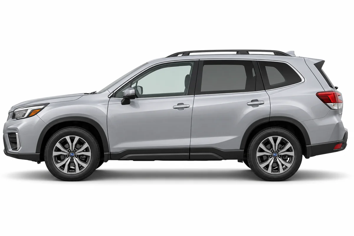 Illustrative side view of Subaru Forester; model year and body style may differ