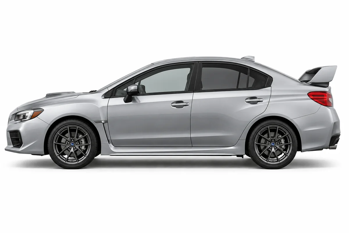 Illustrative side view of Subaru WRX; model year and body style may differ