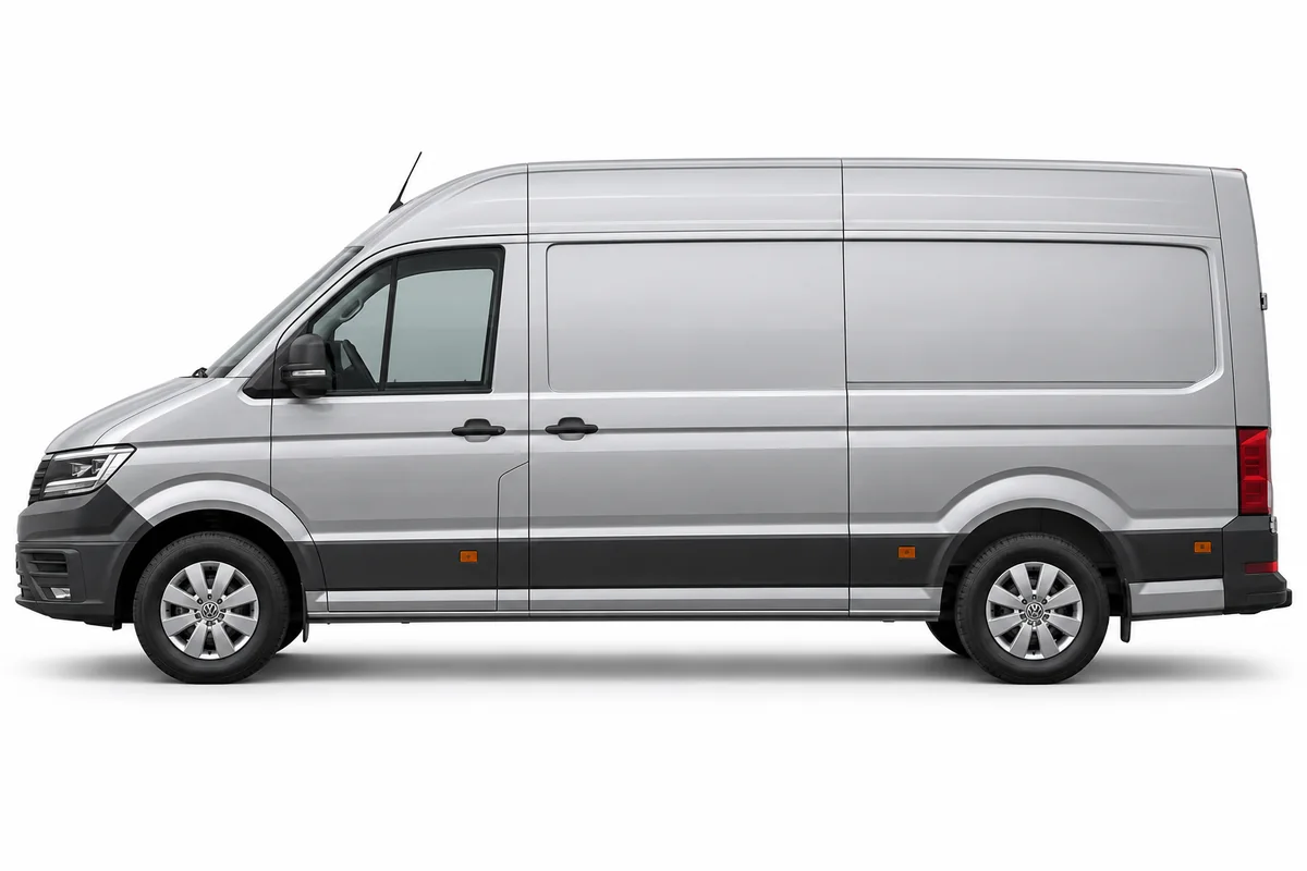 Illustrative side view of Volkswagen Crafter; model year and body style may differ