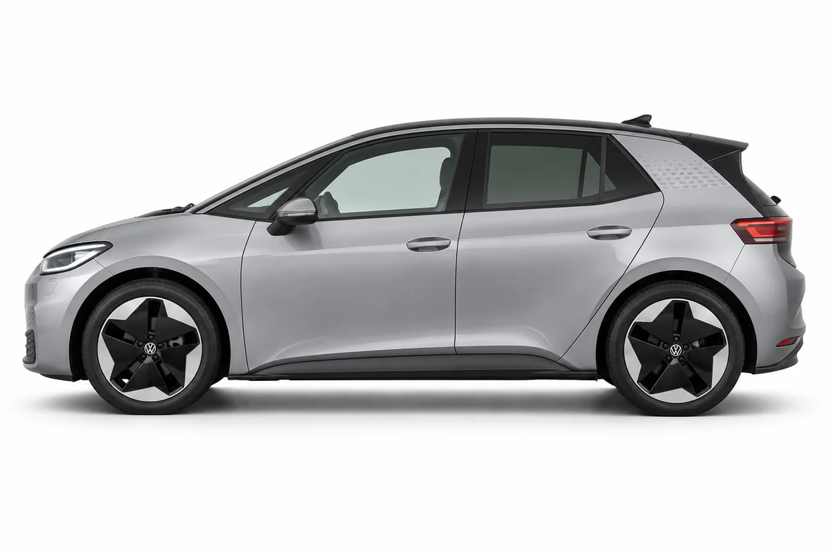 Illustrative side view of Volkswagen ID 3; model year and body style may differ
