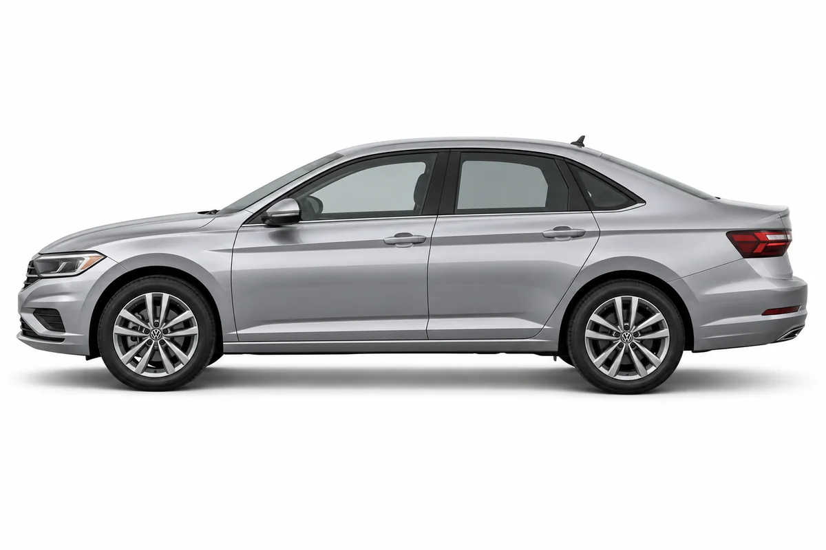Illustrative side view of Volkswagen Jetta; model year and body style may differ