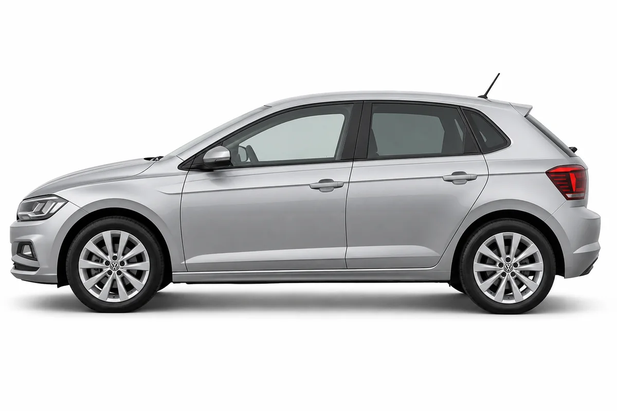 Illustrative side view of Volkswagen Polo; model year and body style may differ
