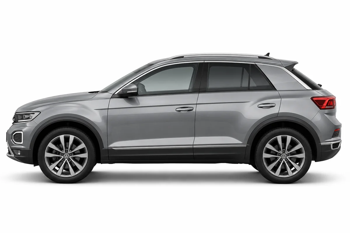 Illustrative side view of Volkswagen T-Roc; model year and body style may differ