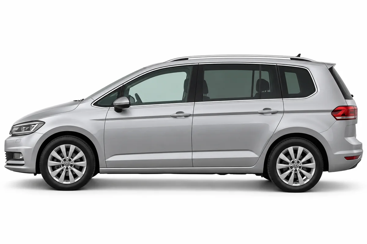 Illustrative side view of Volkswagen Touran; model year and body style may differ