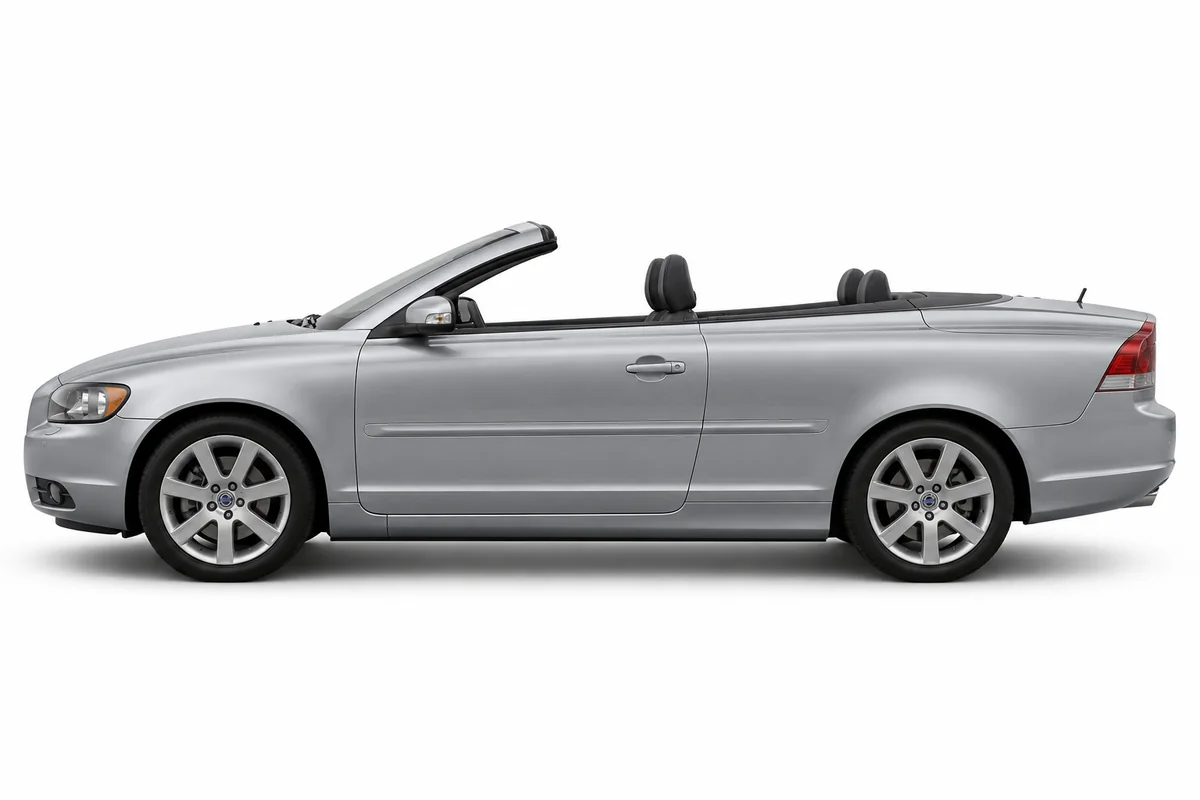 Illustrative side view of Volvo C70; model year and body style may differ